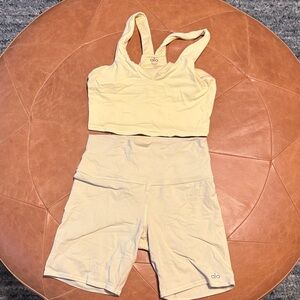 Alo Yellow Sports Bra and Shorts Set